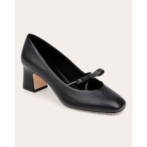 Dee Ocleppo Retro Black  Zion Bow-Embellished Leather Pump sz 8.5